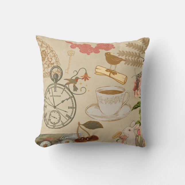 Vintage Collage Art Cushion (Front)