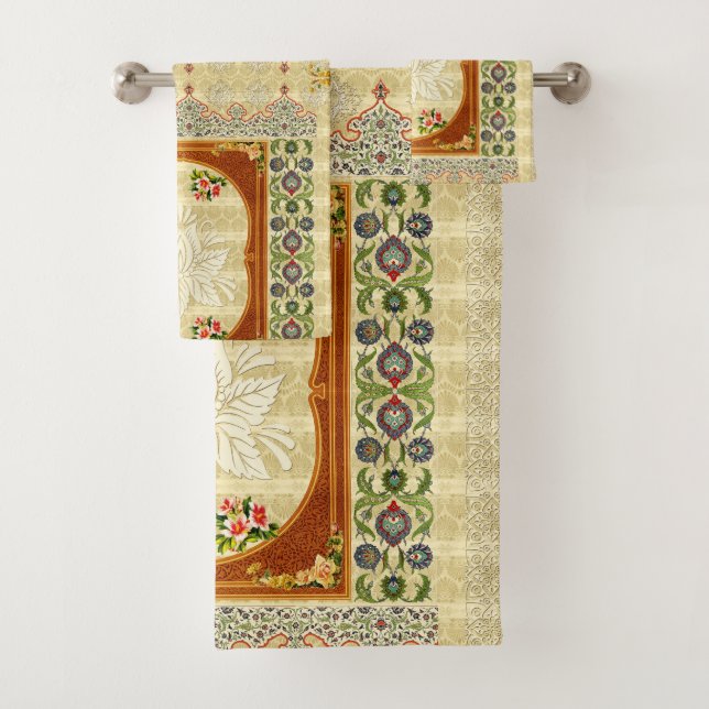 Vintage collage bath towel set (Insitu)