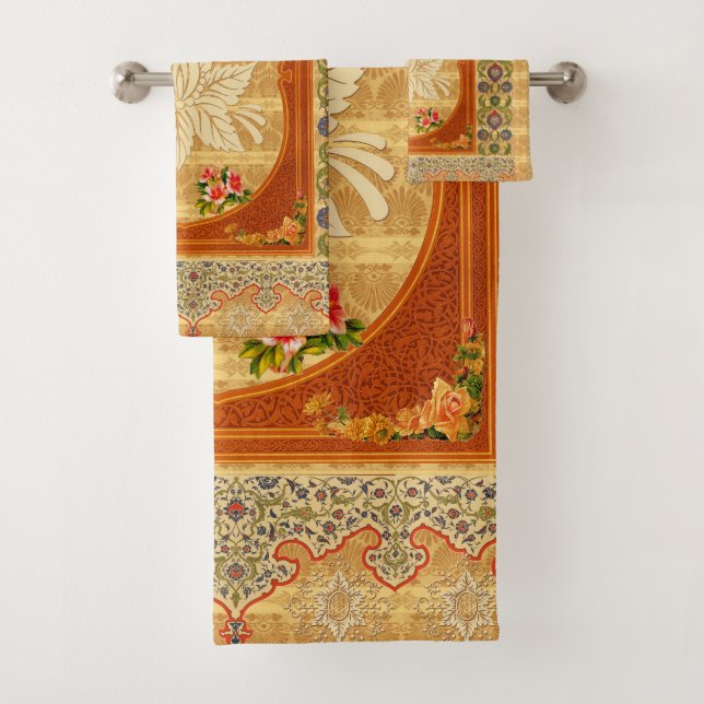 Vintage collage bath towel set (Insitu)