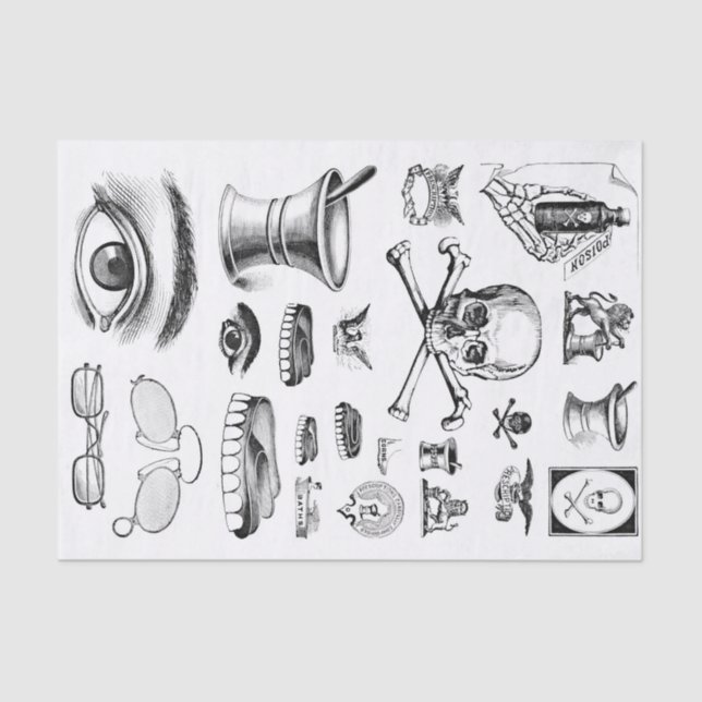 Vintage Collage Decoupage Chemist Apothecary Tissue Paper (Front)