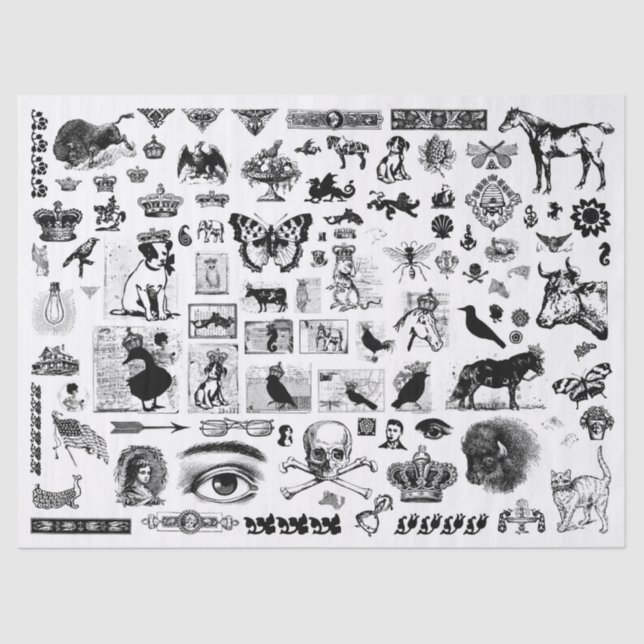 Vintage Collage Decoupage Tissue Paper (Front)