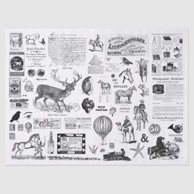 Vintage Collage Decoupage Tissue Paper (Front)