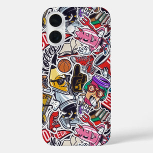 Vintage College Cartoon Sticker Bomb iPhone Case