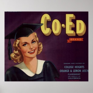 Vintage College Co-Ed Graduation Woman Poster