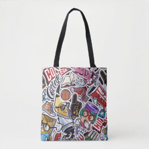 Vintage college colorful seamless pattern with fan tote bag