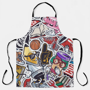 Vintage college colourful seamless pattern with fa apron