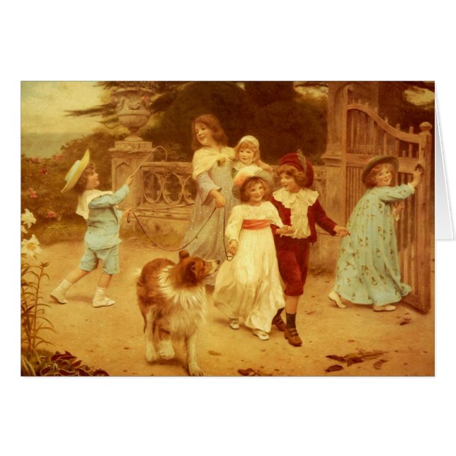 Vintage Collie and Children (Front Horizontal)