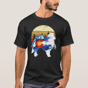 Vintage Collie Dog Colorado Flag Sunset Retro T-Shirt
