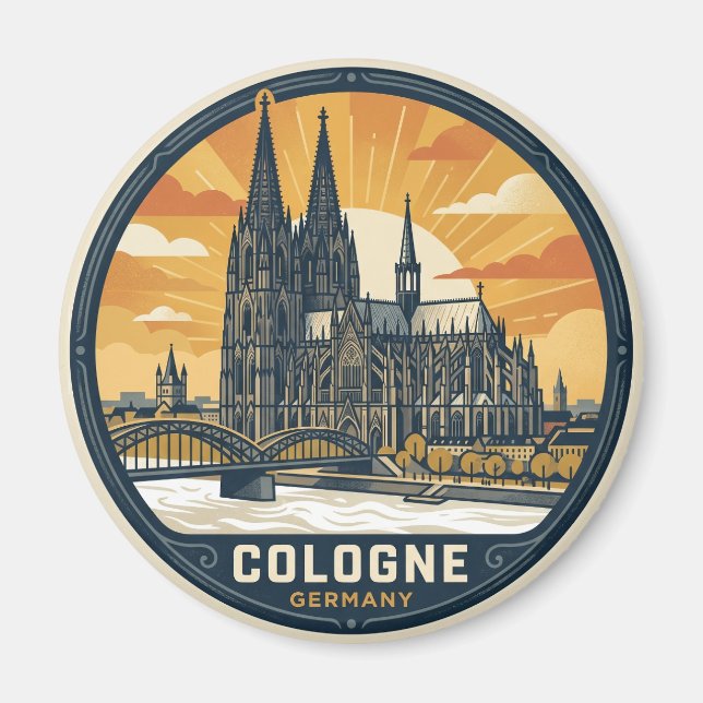 Vintage Cologne Cathedral Germany Magnet (Front)