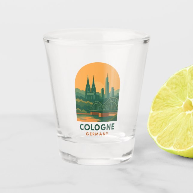 Vintage Cologne Germany Shot Glass – Retro Europe (Front)