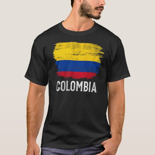 Vintage Colombia Flag For Colombian T-Shirt (Front)