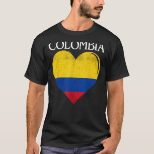 Vintage Colombia Flag Heart For Colombian T-Shirt