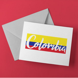 Vintage Colombia Flag lettering Script Postcard