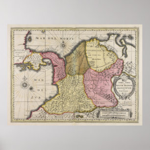 Vintage Colombia Map (1719) Poster