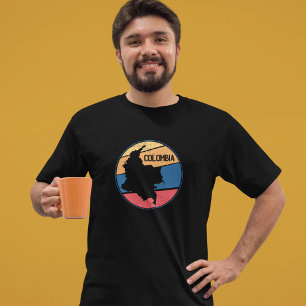 Vintage Colombia Map Colourful T-Shirt
