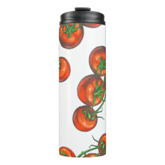 Vintage color seamless pattern with fresh vegetabl thermal tumbler