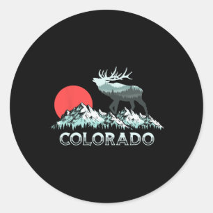 Vintage Colorado Elk Hunter Conservation Retro Gra Classic Round Sticker