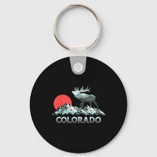 Vintage Colorado Elk Hunter Conservation Retro Gra Key Ring