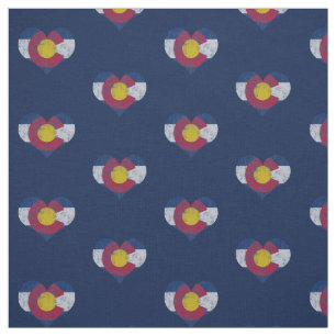 Vintage Colorado Flag Hearts Fabric
