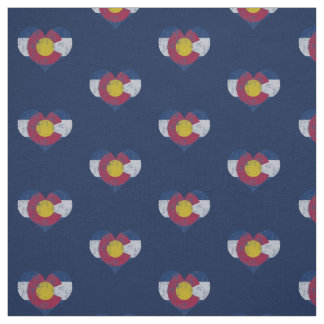 Vintage Colorado Flag Hearts Fabric