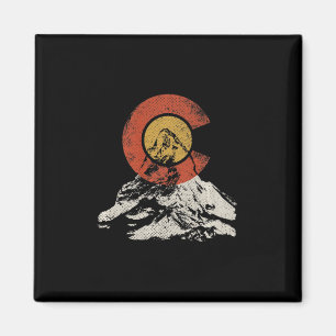 Vintage Colorado Flag Mountain Sunset Outdoor Hiki Magnet