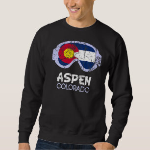 Vintage Colorado Flag Skiing Goggle Aspen Mountain Sweatshirt