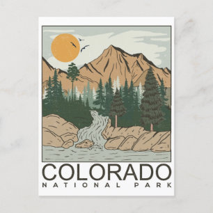 Vintage colorado national parks travel nature postcard