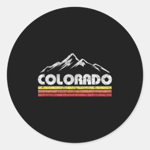 Vintage colorado retro mountain bike skiing classic round sticker