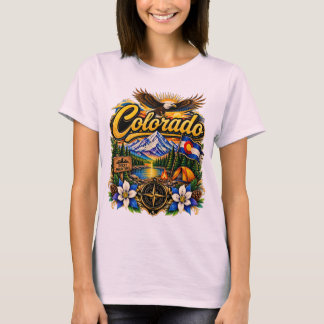 Vintage Colorado Rocky Mountains Camping Bald Eagl T-Shirt