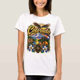 Vintage Colorado Rocky Mountains Camping Bald Eagl T-Shirt