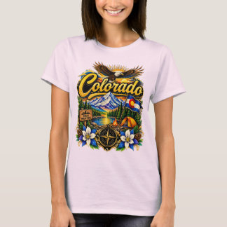 Vintage Colorado Rocky Mountains Camping Bald Eagl T-Shirt