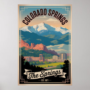 Vintage Colorado Springs Colorado Retro Travel Poster
