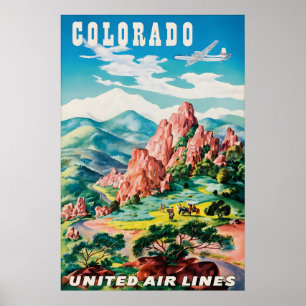 Vintage Colorado Travel Poster Print, Rocky