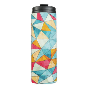 vintage colored triangles seamless pattern with gr thermal tumbler