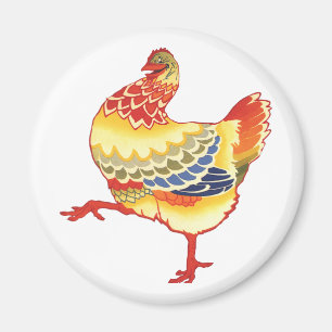 Vintage Colorful Barnyard Chicken from Farm Magnet