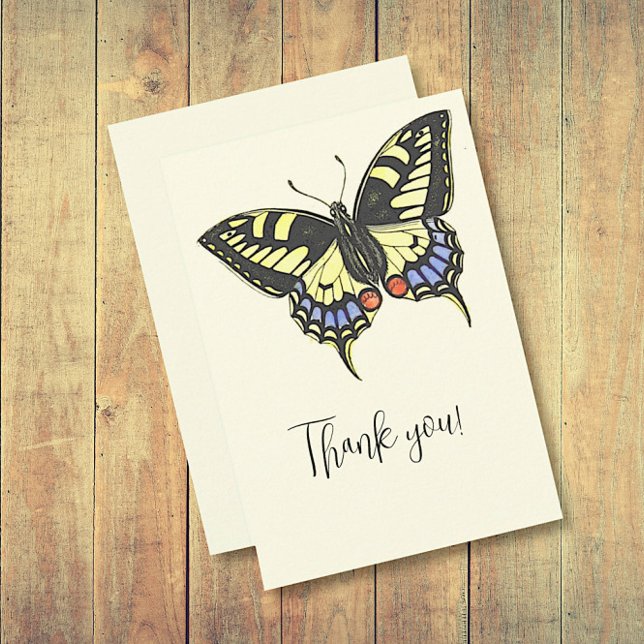 Vintage Colorful Butterfly  Thank You Card (Creator Uploaded)