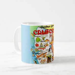 Vintage Colorful California Map  Coffee Mug