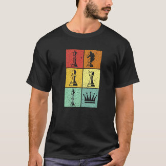 Vintage Colorful Chess Pieces Chessmaster Love To  T-Shirt