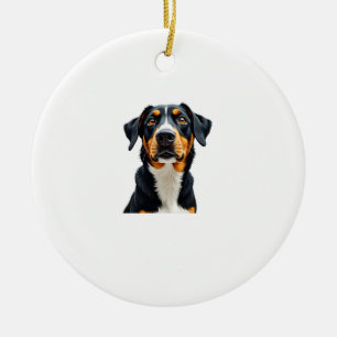 Vintage Colorful Dog Portrait Illustration Retro P Ceramic Tree Decoration