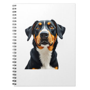 Vintage Colorful Dog Portrait Illustration Retro P Notebook