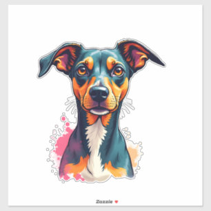 Vintage Colorful Dog Portrait Pop Art Illustration