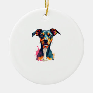 Vintage Colorful Dog Portrait Pop Art Illustration Ceramic Tree Decoration
