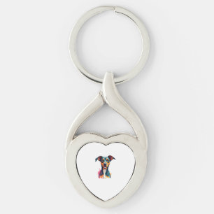 Vintage Colorful Dog Portrait Pop Art Illustration Key Ring