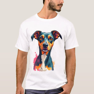 Vintage Colorful Dog Portrait Pop Art Illustration T-Shirt