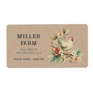 Vintage Colorful Floral Chicken Egg Carton Label