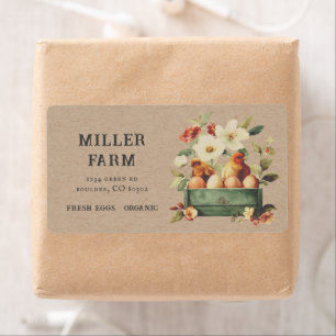 Vintage Colorful Floral Chicken Egg Carton Label
