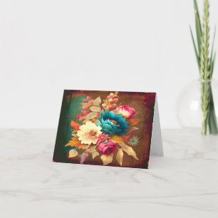VINTAGE COLORFUL FLOWERS CARD