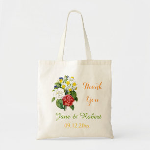 vintage colorful flowers wedding favor thank you tote bag