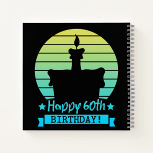 Vintage Colorful Happy 60th birthday Cake Notebook