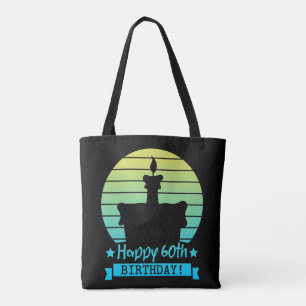 Vintage Colorful Happy 60th birthday Cake Tote Bag